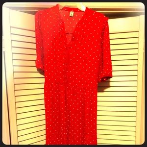 LIKE NEW red polka dot dress - M Tall or good midi